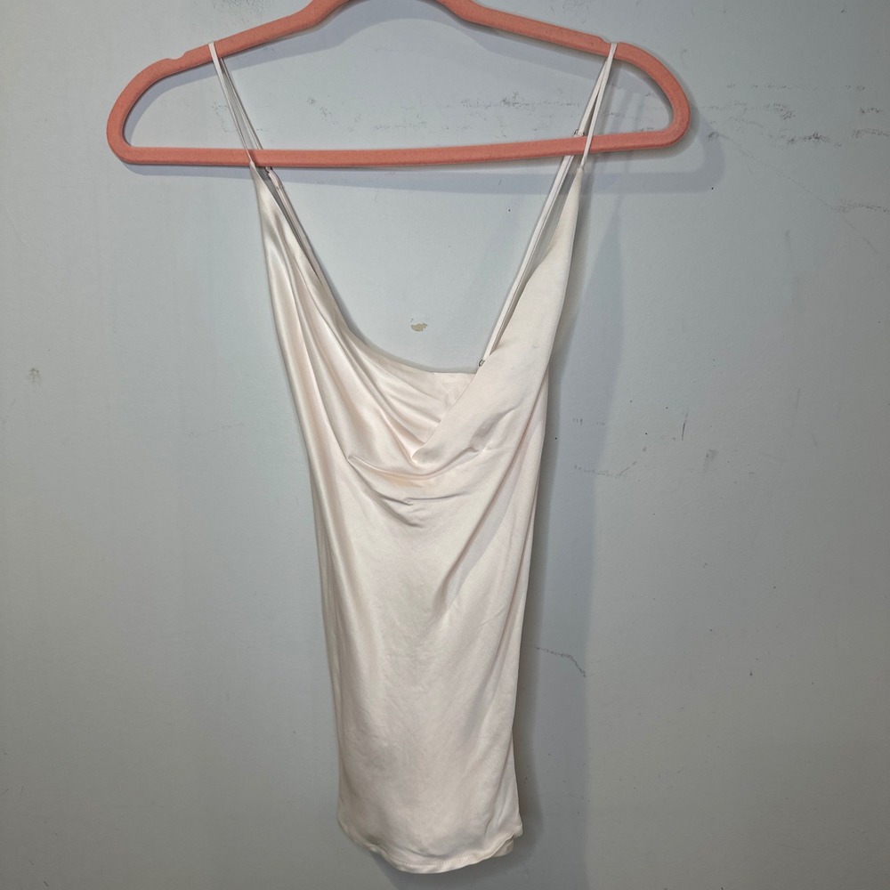 L'AGENCE Serenity Cowl Neck Camisole Ivory White Silk Blend XS/P Cross Back Tank